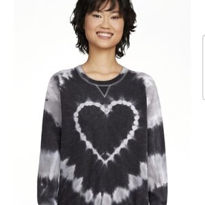 ✨ADD-ON✨Black & Gray Women's Tye-Dye Sweatshirt with a Heart - XXS